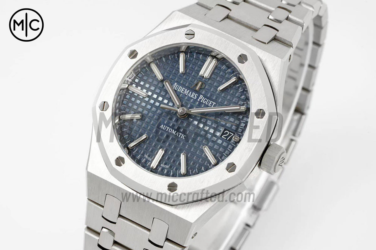 Royal Oak 37mm 15450 SS Blue Textured Dial on SS Bracelet – Premium Edition