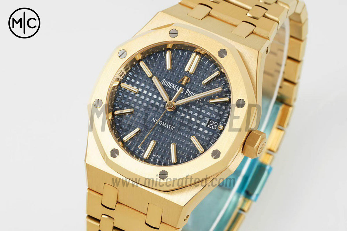 Royal Oak 37mm 15450 YG Blue Dial on YG Bracelet – Premium Edition