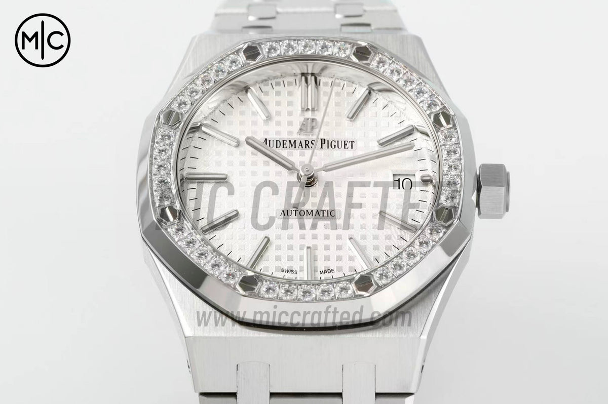 Royal Oak 37mm 15451 SS Diamonds Bezel Silver Dial on SS Bracelet – Premium Edition