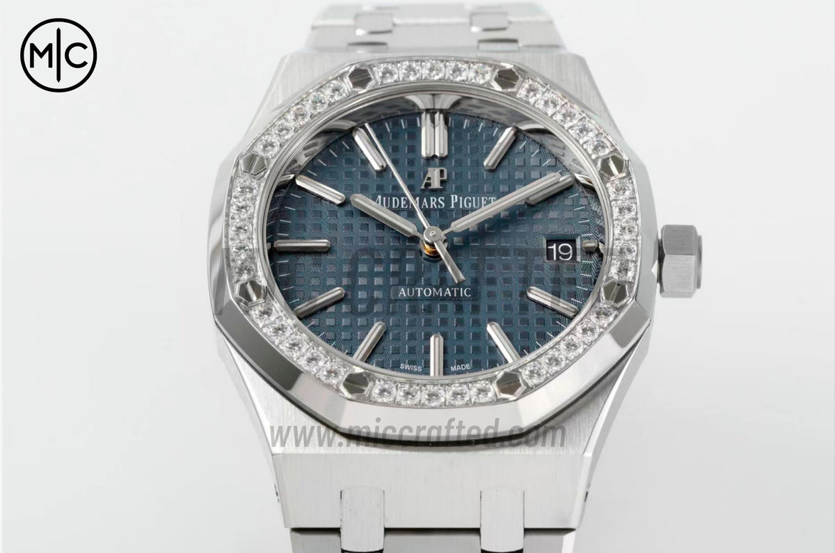 Royal Oak 37mm 15451 SS Diamonds Bezel Blue Dial on SS Bracelet – Premium Edition