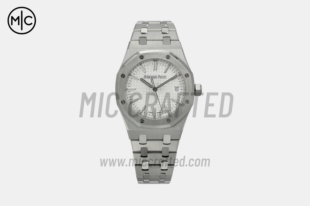 Royal Oak 37mm 15550 SS 銀色紋理錶盤配 SS 錶鏈 - 尊貴版