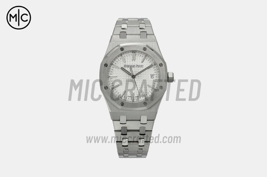 Royal Oak 37mm 15550 SS Silver Textured Dial on SS Bracelet – Premium Edition