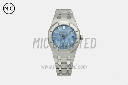 Royal Oak 37mm 15550 SS ICE Blue Textured Dial on SS Bracelet – Premium Edition