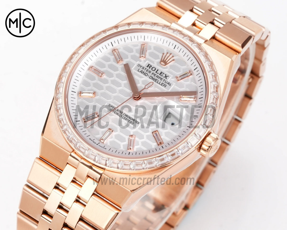 Land Dweller 40mm 127385 Silver Dial Diamonds Bezel on RG Bracelet – Premium Edition