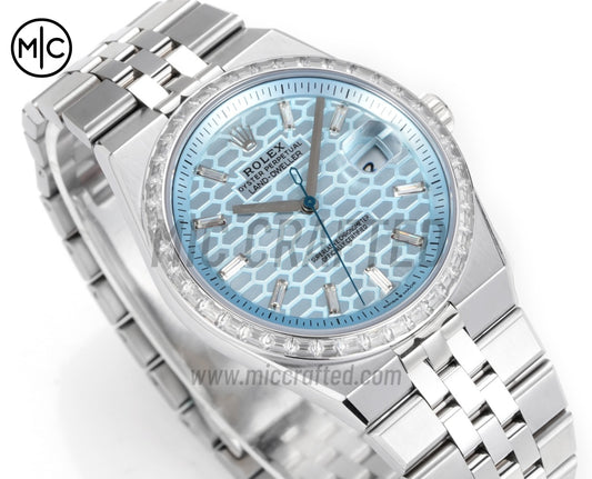 Land Dweller 40mm 127386 Ice Blue Dial Diamonds Bezel on SS Bracelet – Premium Edition
