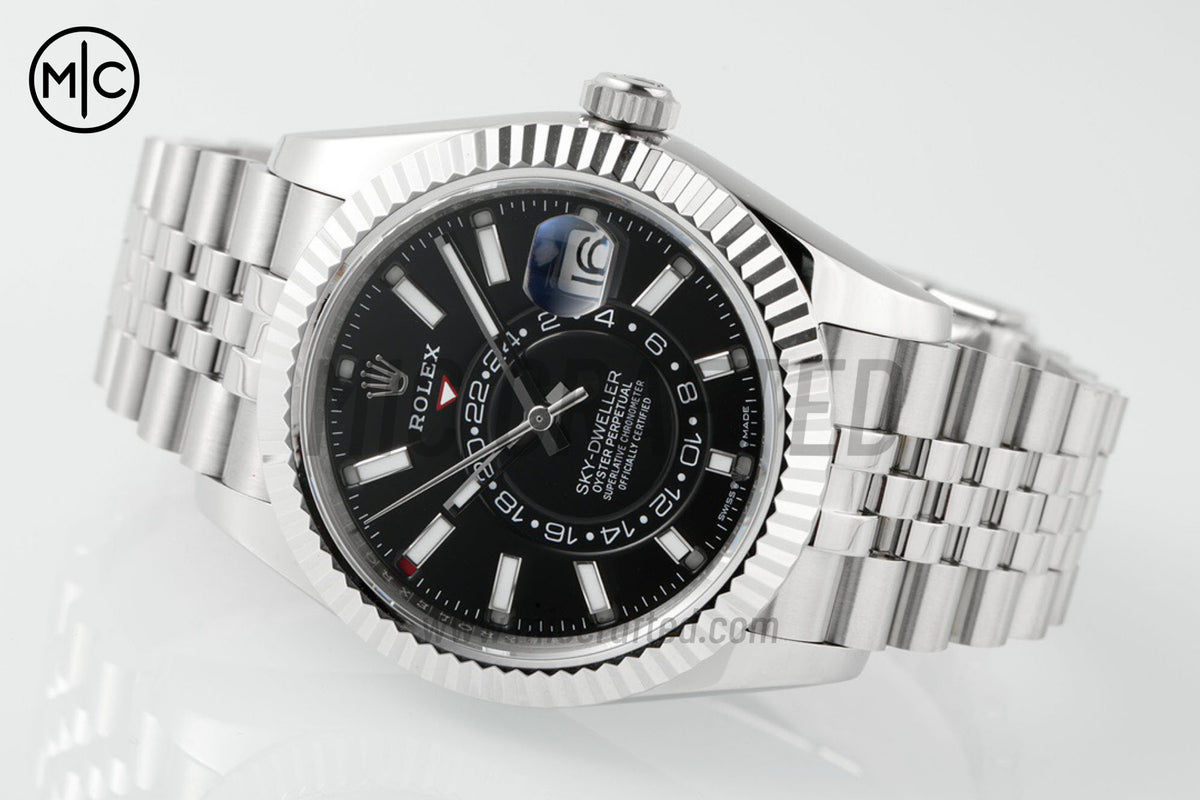 Sky-Dweller 42mm 326934 904L SS Black Dial on SS Jubilee Bracelet – Premium Edition