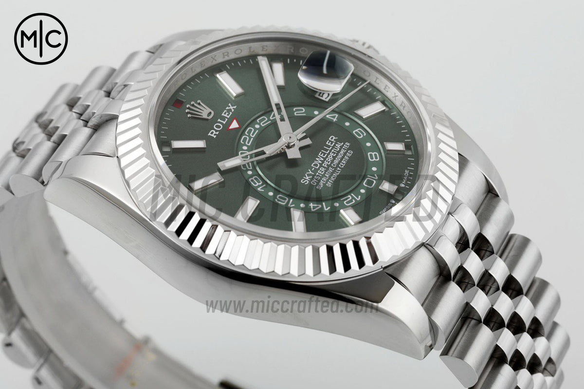 Sky-Dweller 42mm 326934 904L SS Green Dial on SS Jubilee Bracelet – Premium Edition