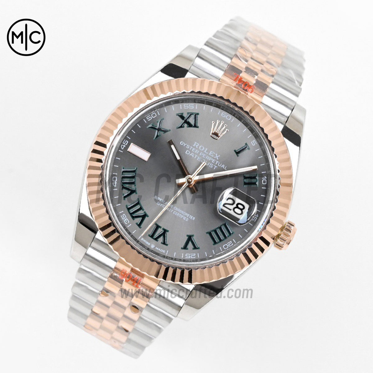 DateJust 41 126331 SS/RG Gray Dial Green Roman on Jubilee Bracelet– Premium Edition
