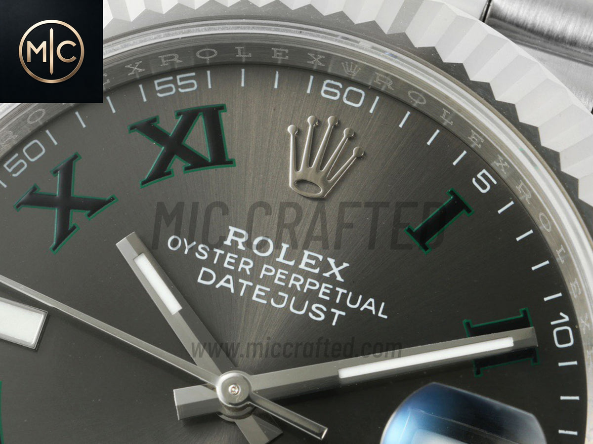 DateJust 41mm 126334 Gray Dial Green Roman on Jubilee Bracelet – Premium Edition