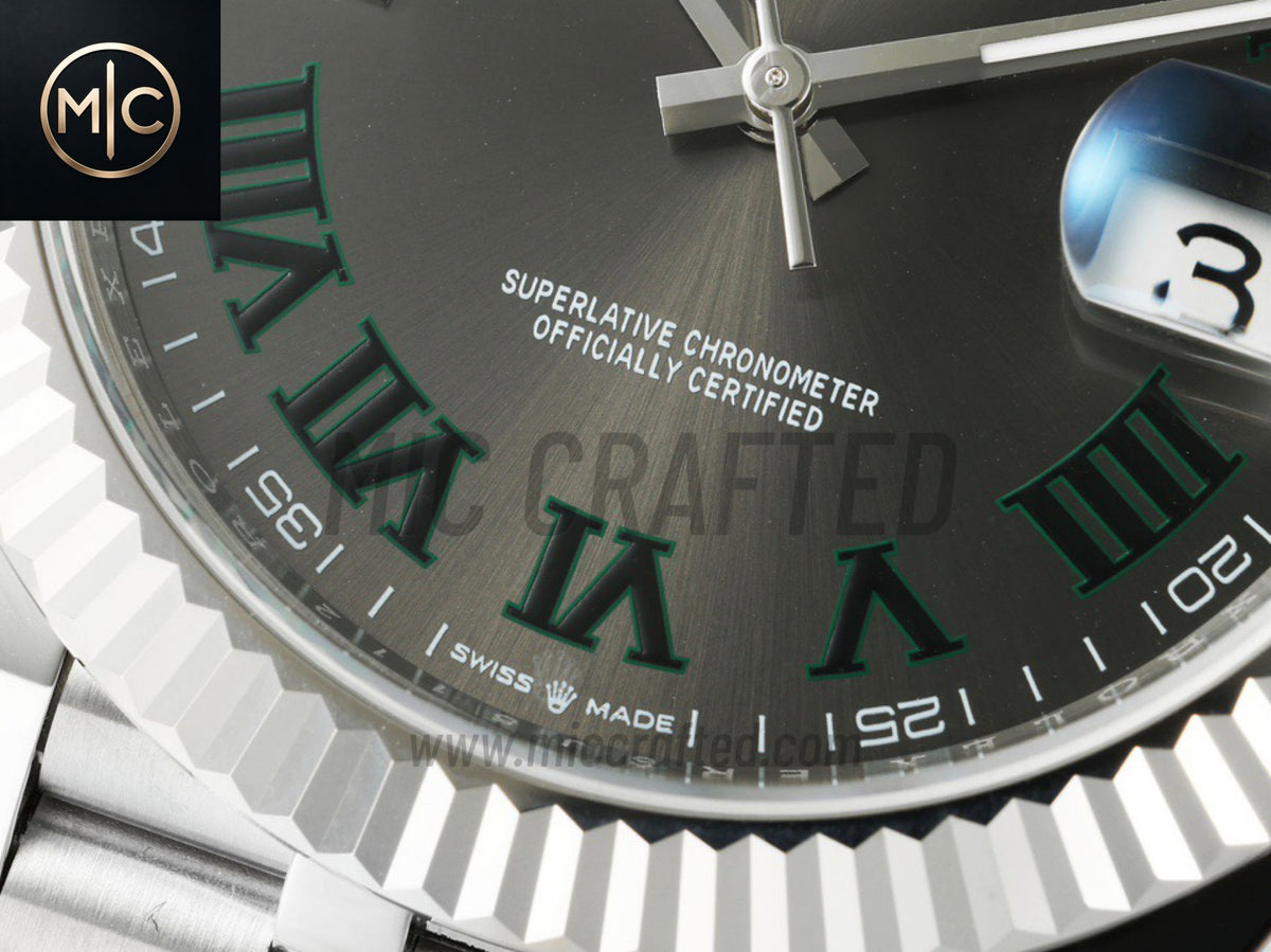 DateJust 41mm 126334 Gray Dial Green Roman on Jubilee Bracelet – Premium Edition