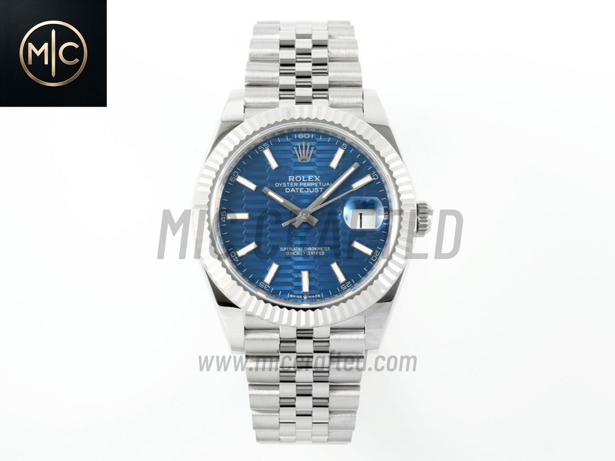 DateJust 41mm 126334 藍色紋理條形錶盤配 Jubilee 錶帶 - 高級版