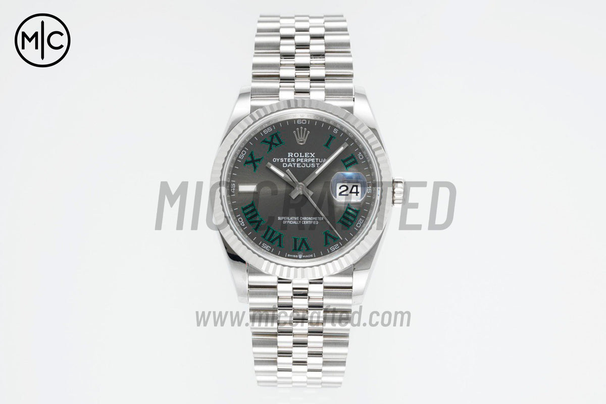 DateJust 36mm 126234 Gray Dial Green Roman on Jubilee Bracelet – Premium Edition