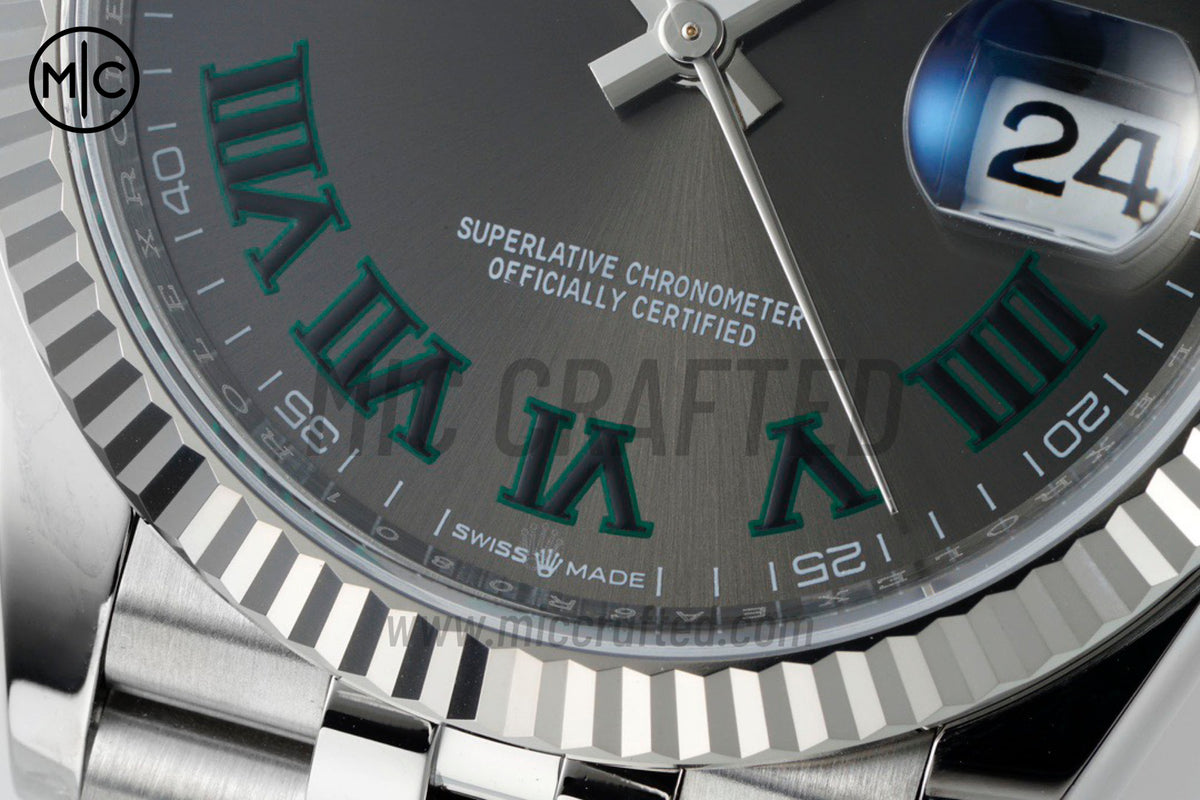 DateJust 36mm 126234 Gray Dial Green Roman on Jubilee Bracelet – Premium Edition