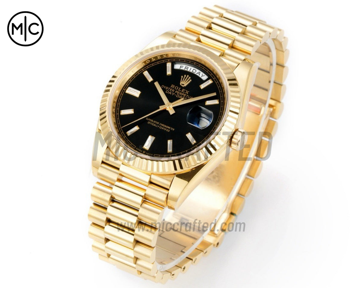 Day Date 40 YG 228238 Black Crystal Dial on President Bracelet – Premium Edition
