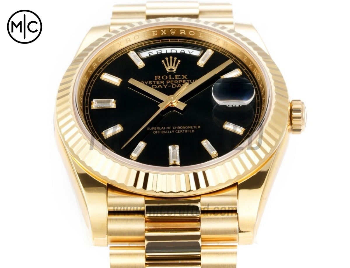 Day Date 40 YG 228238 Black Crystal Dial on President Bracelet – Premium Edition