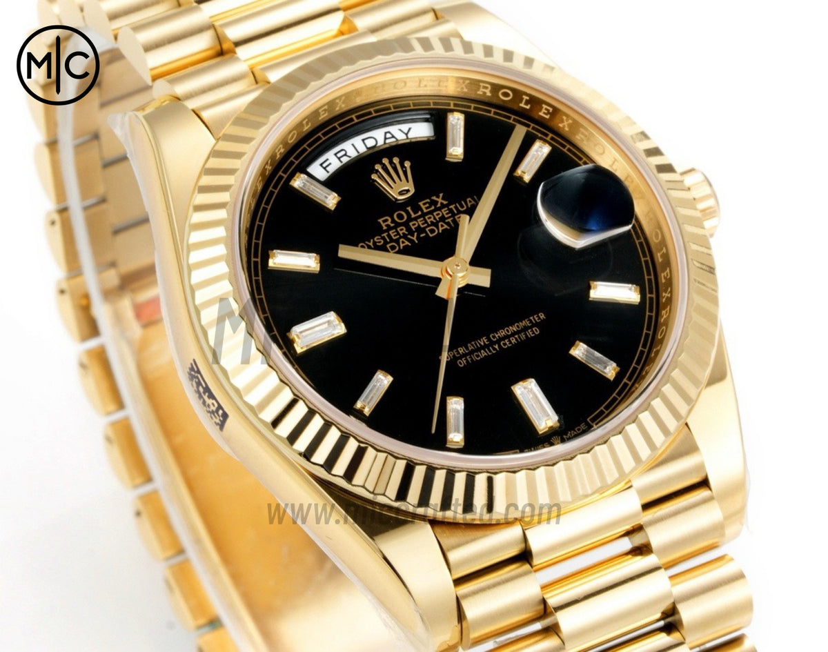 Day Date 40 YG 228238 Black Crystal Dial on President Bracelet – Premium Edition
