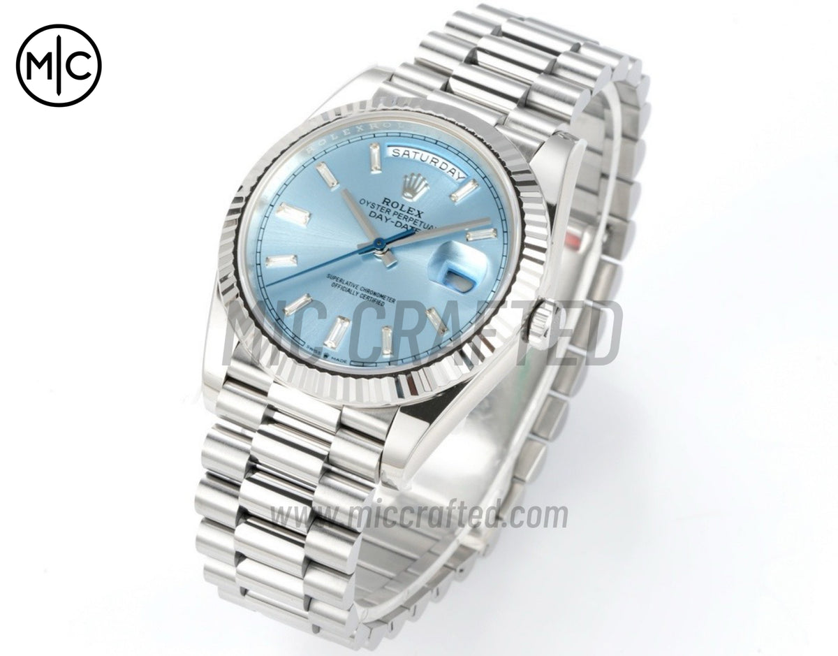 DayDate 40mm 228236 Ice Blue Crystal Dial on President Bracelet – Premium Edition