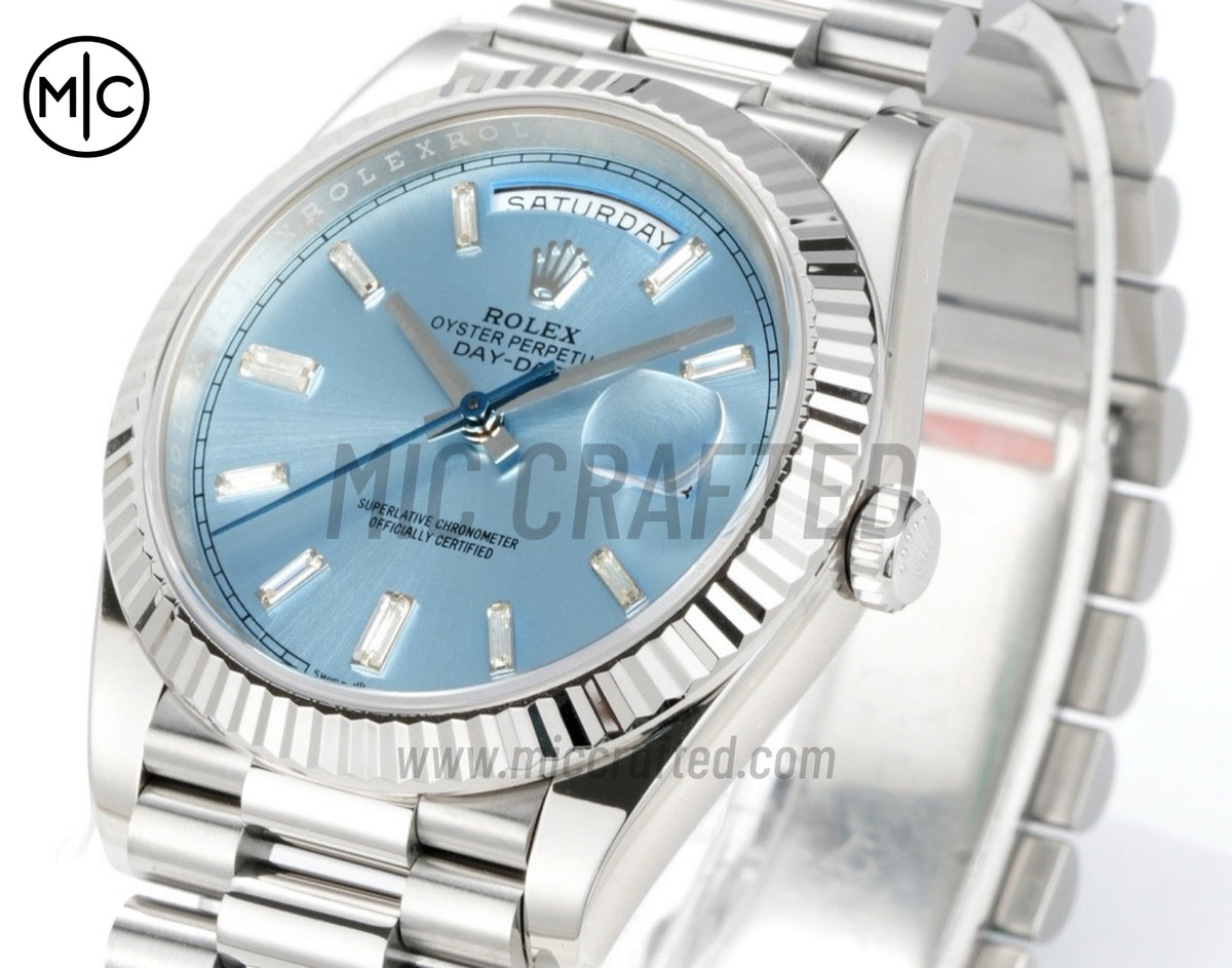 DayDate 40mm 228236 Ice Blue Crystal Dial on President Bracelet – Premium Edition