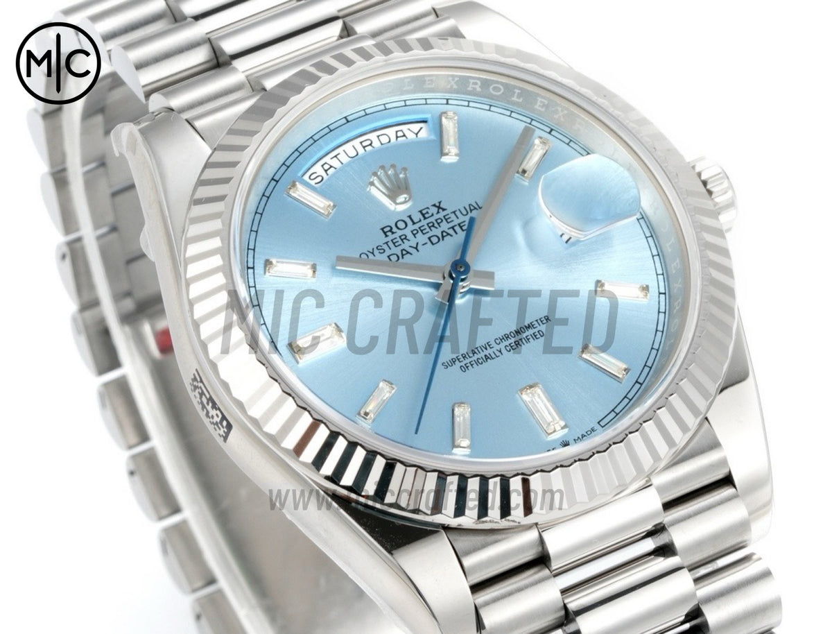 DayDate 40mm 228236 Ice Blue Crystal Dial on President Bracelet – Premium Edition