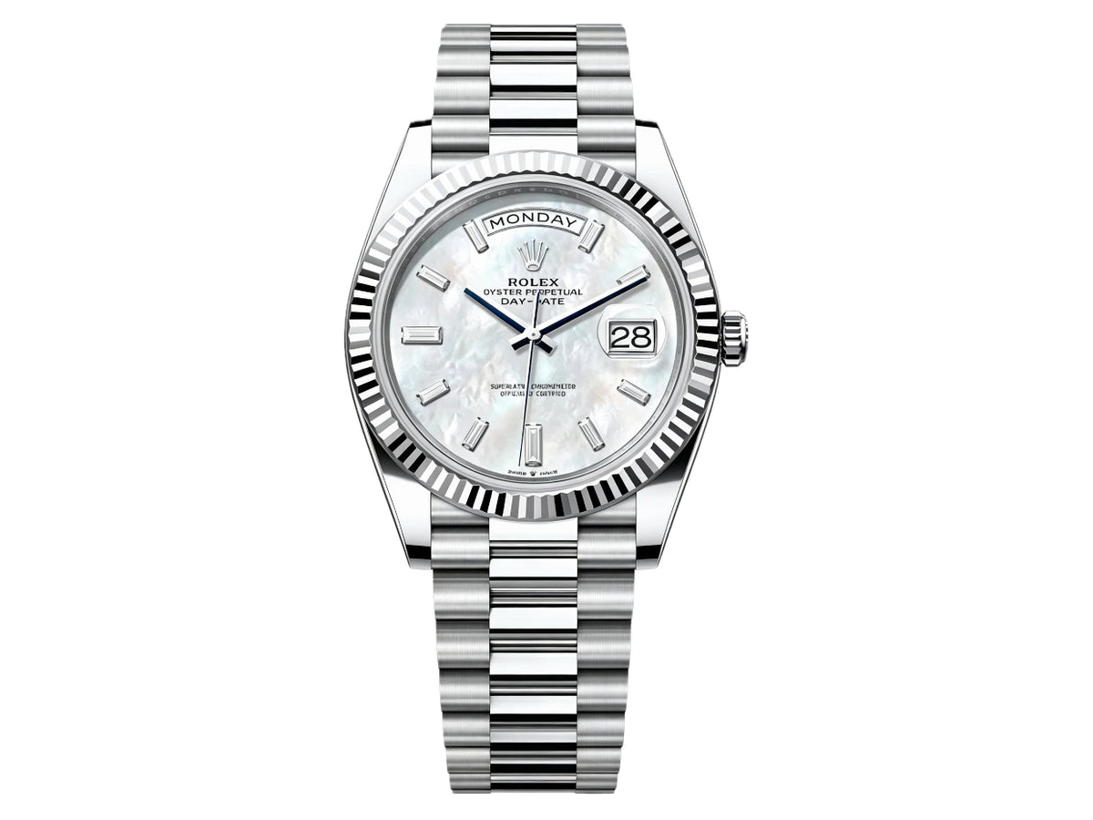 DayDate 40mm 228236 White MOP Crystal Dial on President Bracelet – Premium Edition
