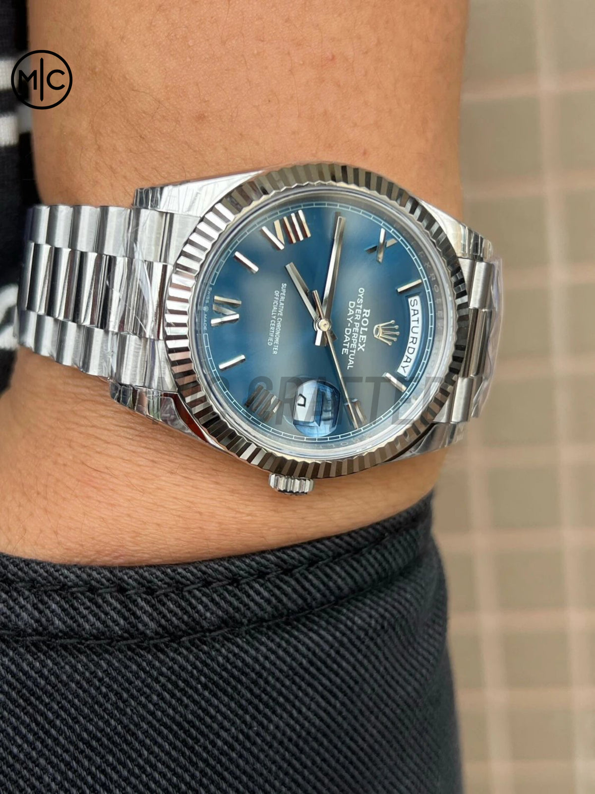 DayDate 40mm 228236 Blue Roman Dial on President Bracelet – Premium Edition