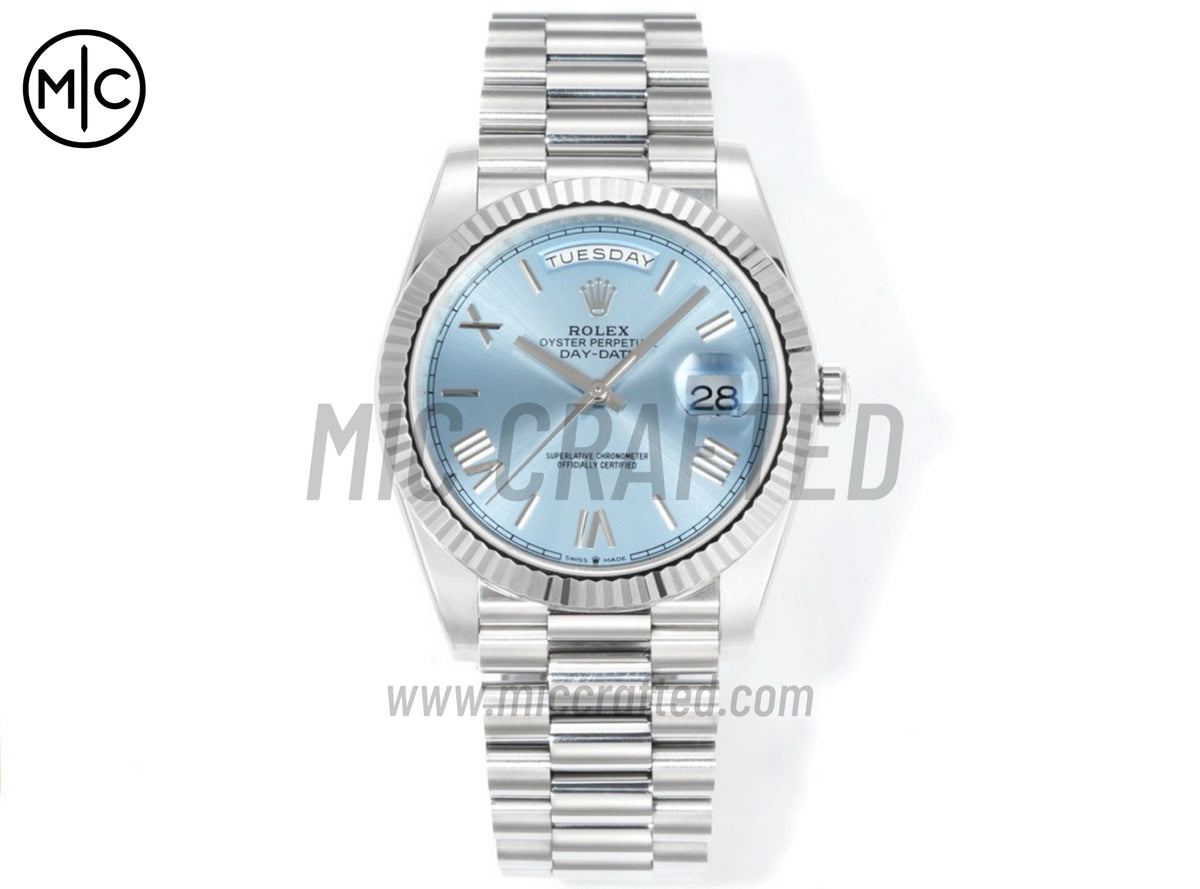 Day Date 40mm 228236 Ice Blue Roman Dial on President Bracelet – Premium Edition