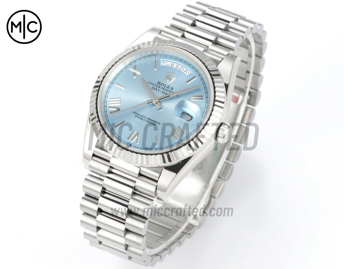 Day Date 40mm 228236 Ice Blue Roman Dial on President Bracelet – Premium Edition