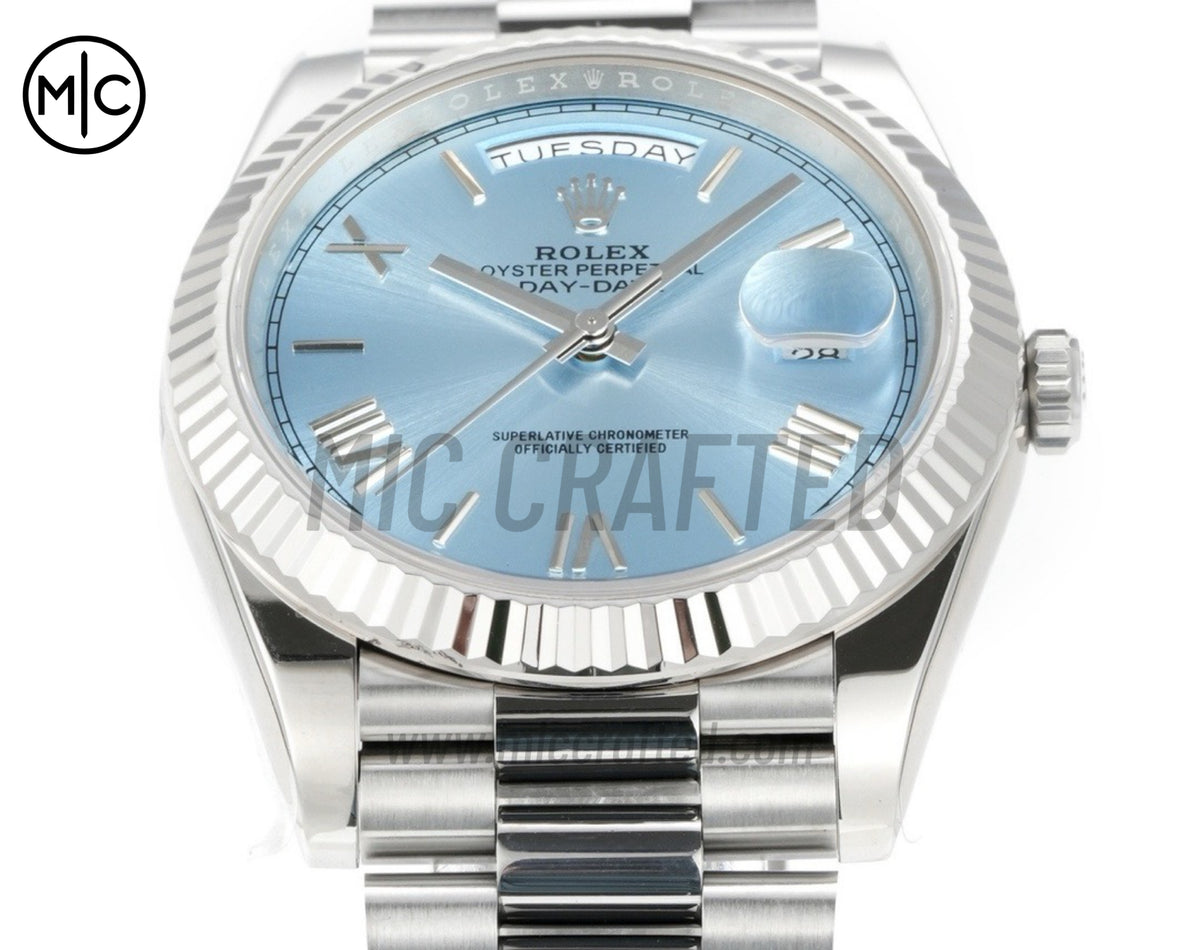 Day Date 40mm 228236 Ice Blue Roman Dial on President Bracelet – Premium Edition