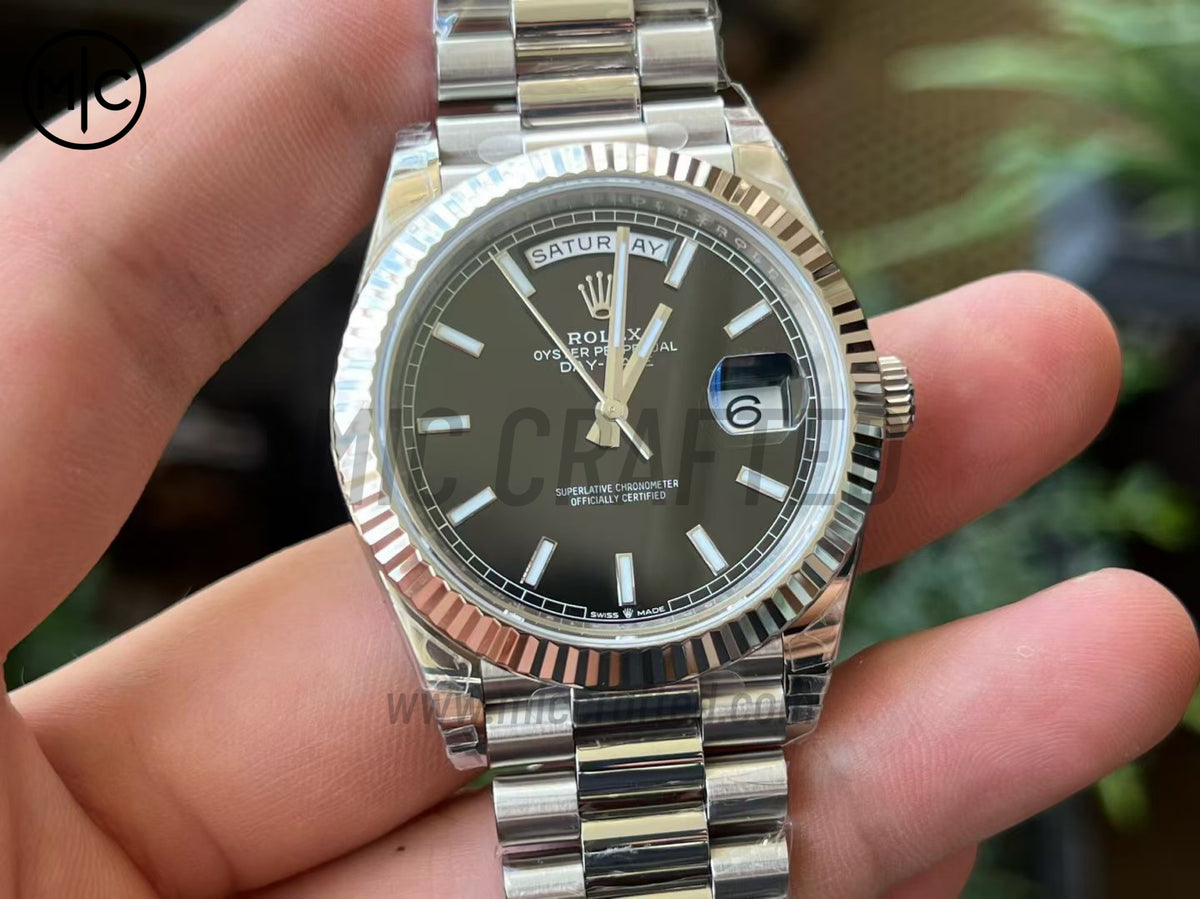 DayDate 40mm 228236 Black Stick Dial on President Bracelet – Premium Edition