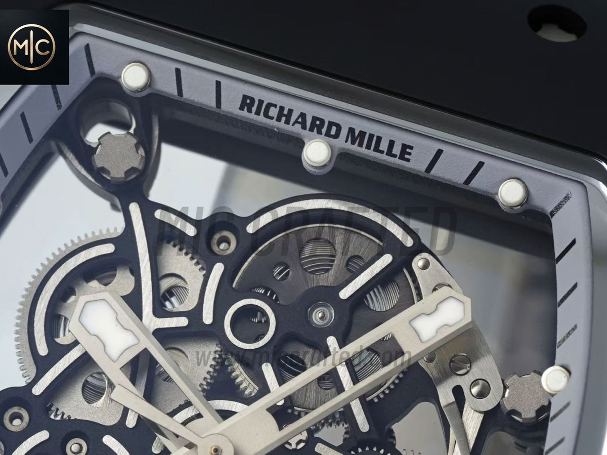 RM055 Black Ceramic on Black Rubber Strap – Handcrafted Version