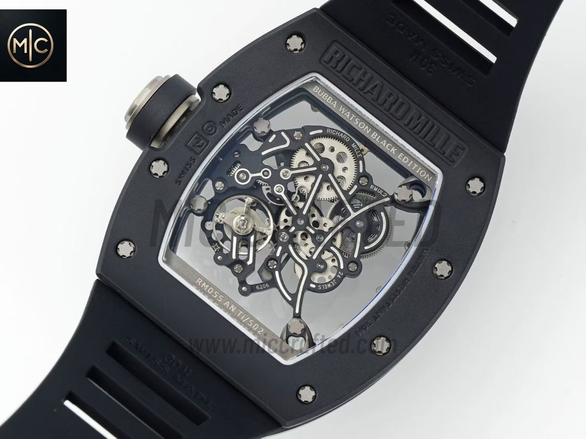RM055 Black Ceramic on Black Rubber Strap – Handcrafted Version