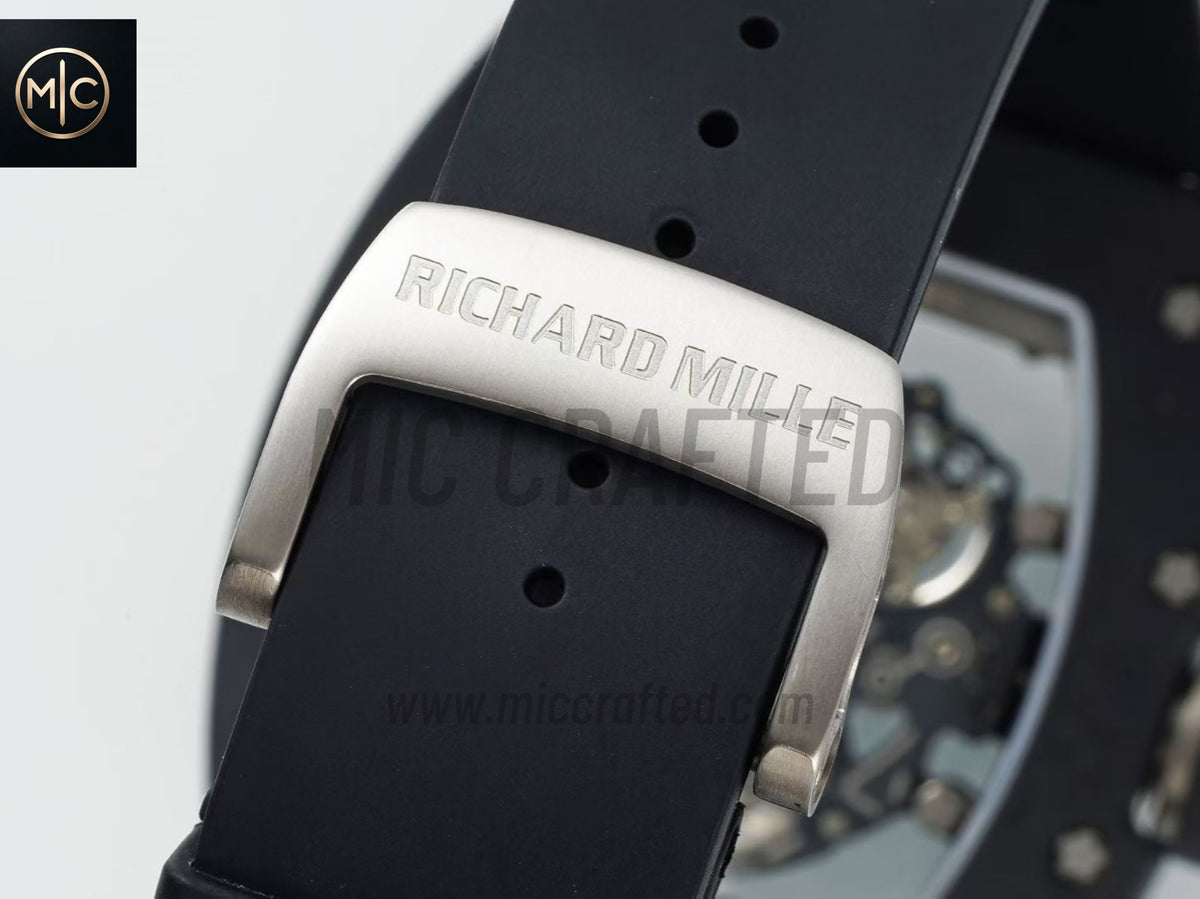 RM055 Black Ceramic on Black Rubber Strap – Handcrafted Version