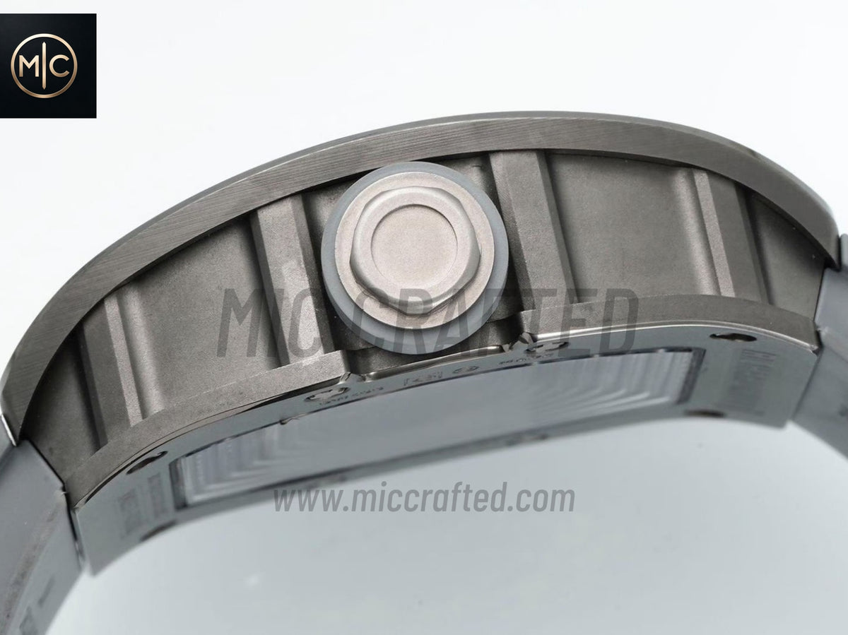 RM055 灰色陶瓷、灰色內錶圈搭配灰色橡膠錶帶 - 手工製作版
