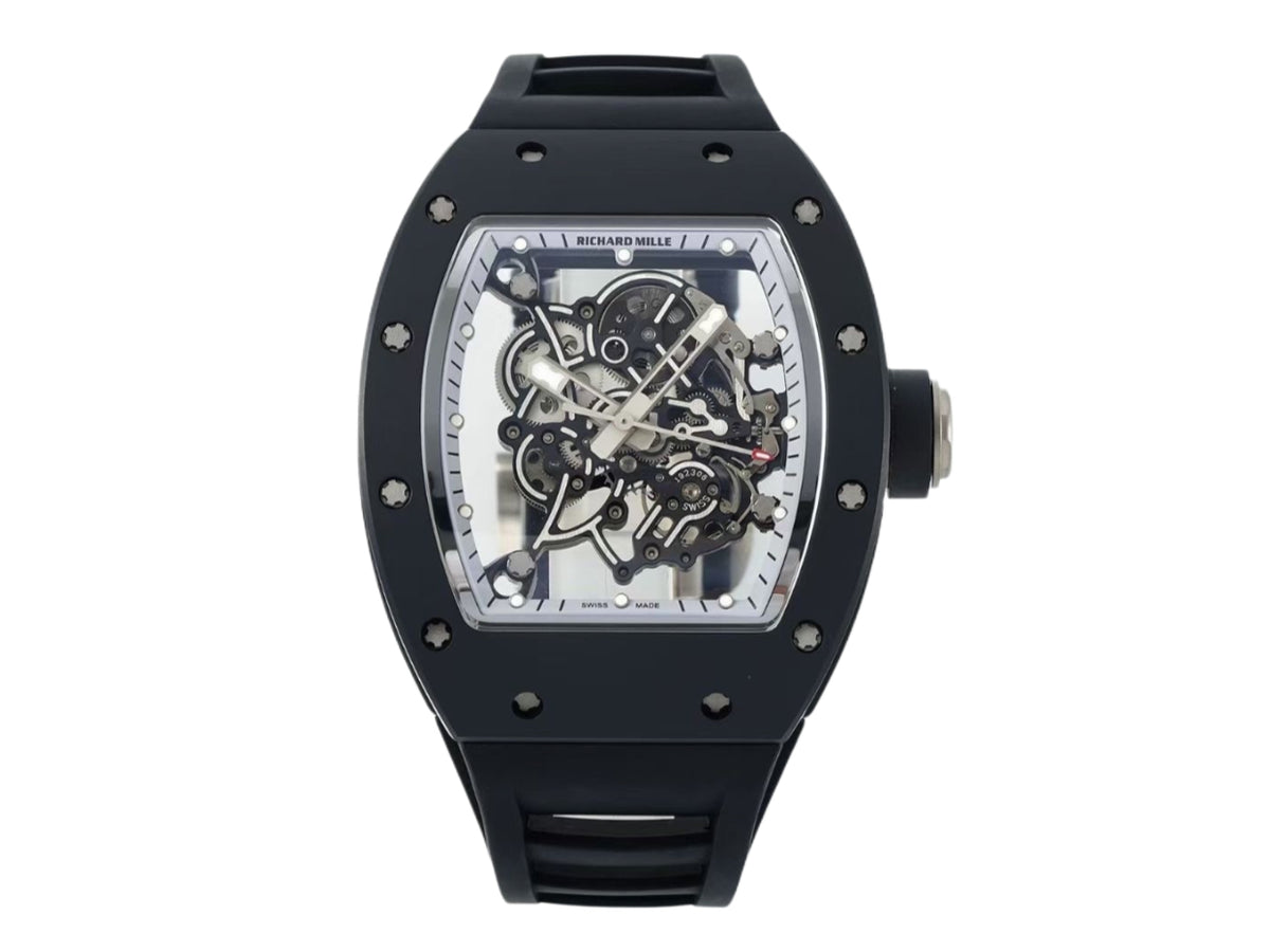 RM055 Black Ceramic on Black Rubber Strap – Handcrafted Version
