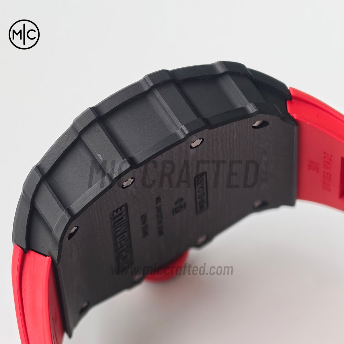 RM035-01 Black NTPT Skeleton Dial on Red Rubber Strap – Handcrafted Version
