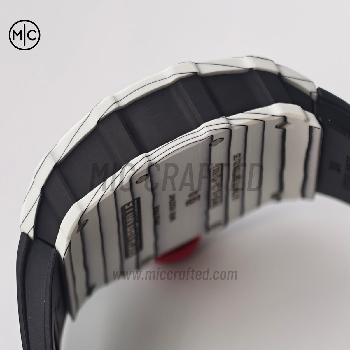 RM035-01 白色 NTPT 鏤空錶盤搭配黑色橡膠錶帶 - 手工製作版