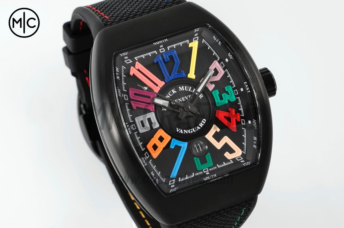 Vanguard V45 PVD Black Dial Colors Markers on Black Nylon Strap – Premium Edition