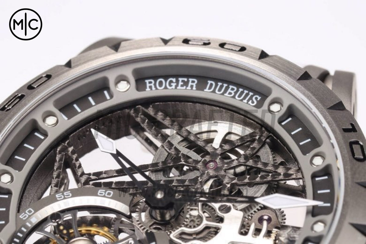 Roger Dubuis Excalibur Spider 鏤空飛行陀飛輪 TI/RU 黑/白 - 高級版