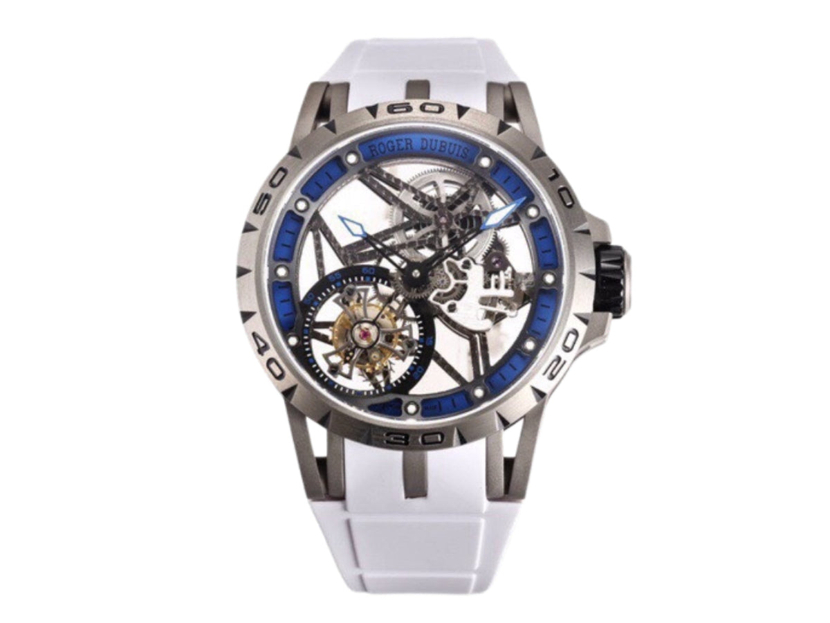 Roger Dubuis Excalibur Spider 鏤空飛行陀飛輪 TI/RU 藍/白 - 高級版