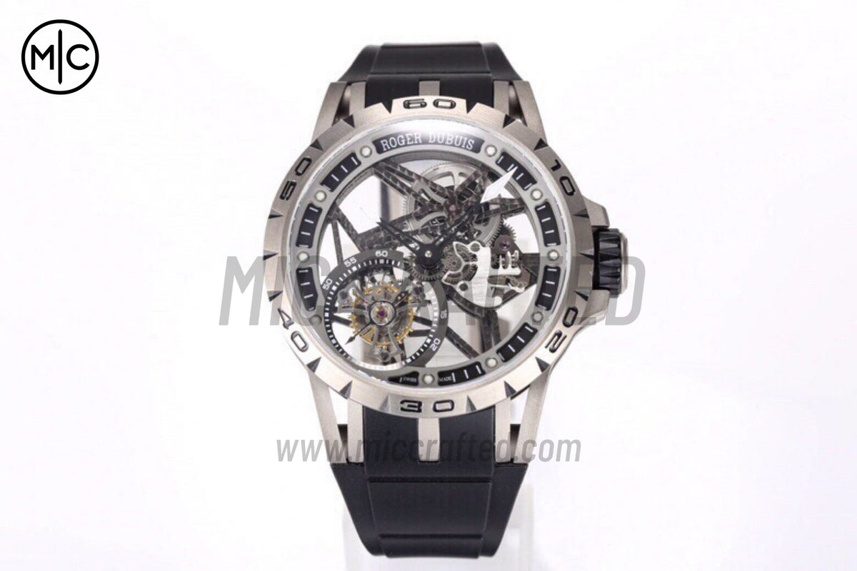 Roger Dubuis Excalibur Spider 鏤空飛行陀飛輪 TI/RU 黑色 - 高級版