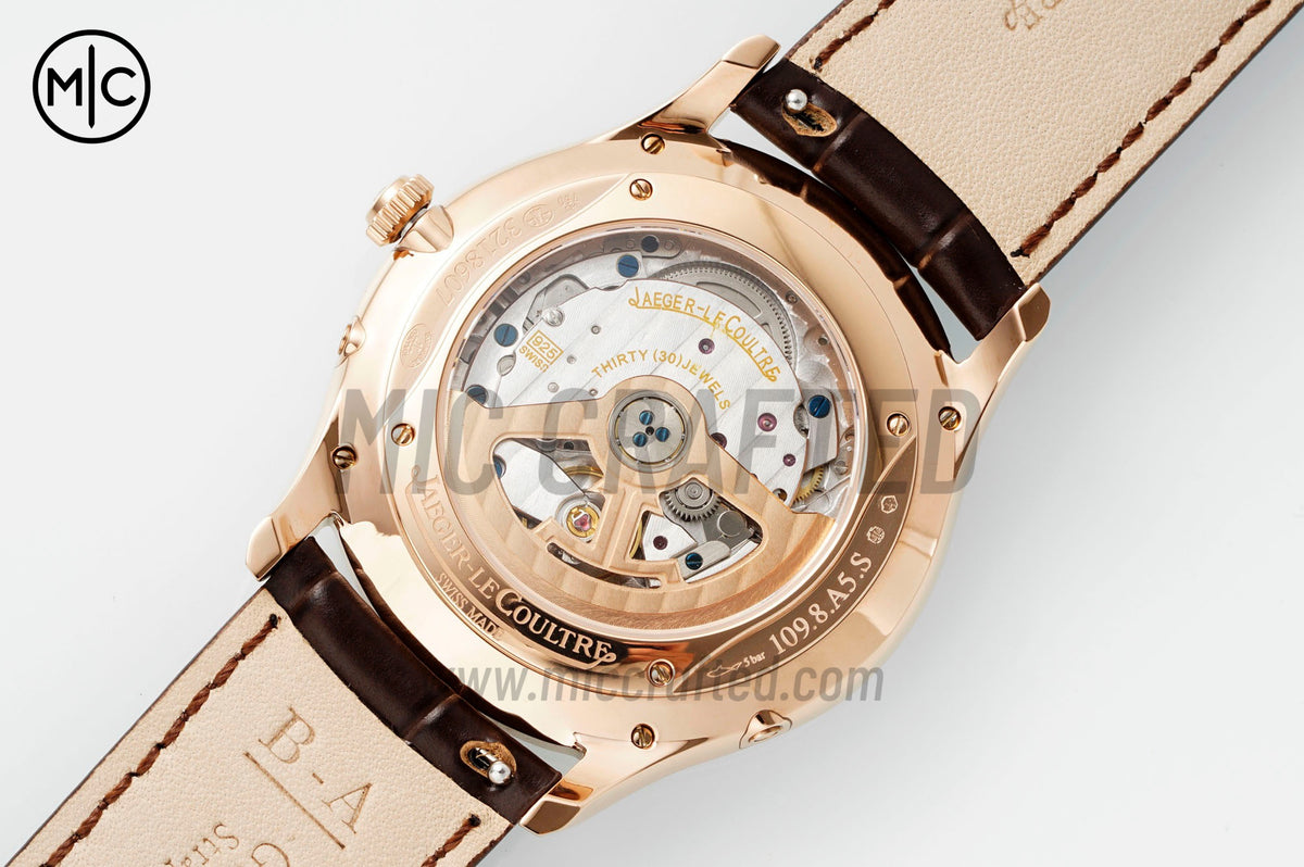 Master Ultra Thin Moon RG White Dial on Brown Leather Strap – Premium Edition