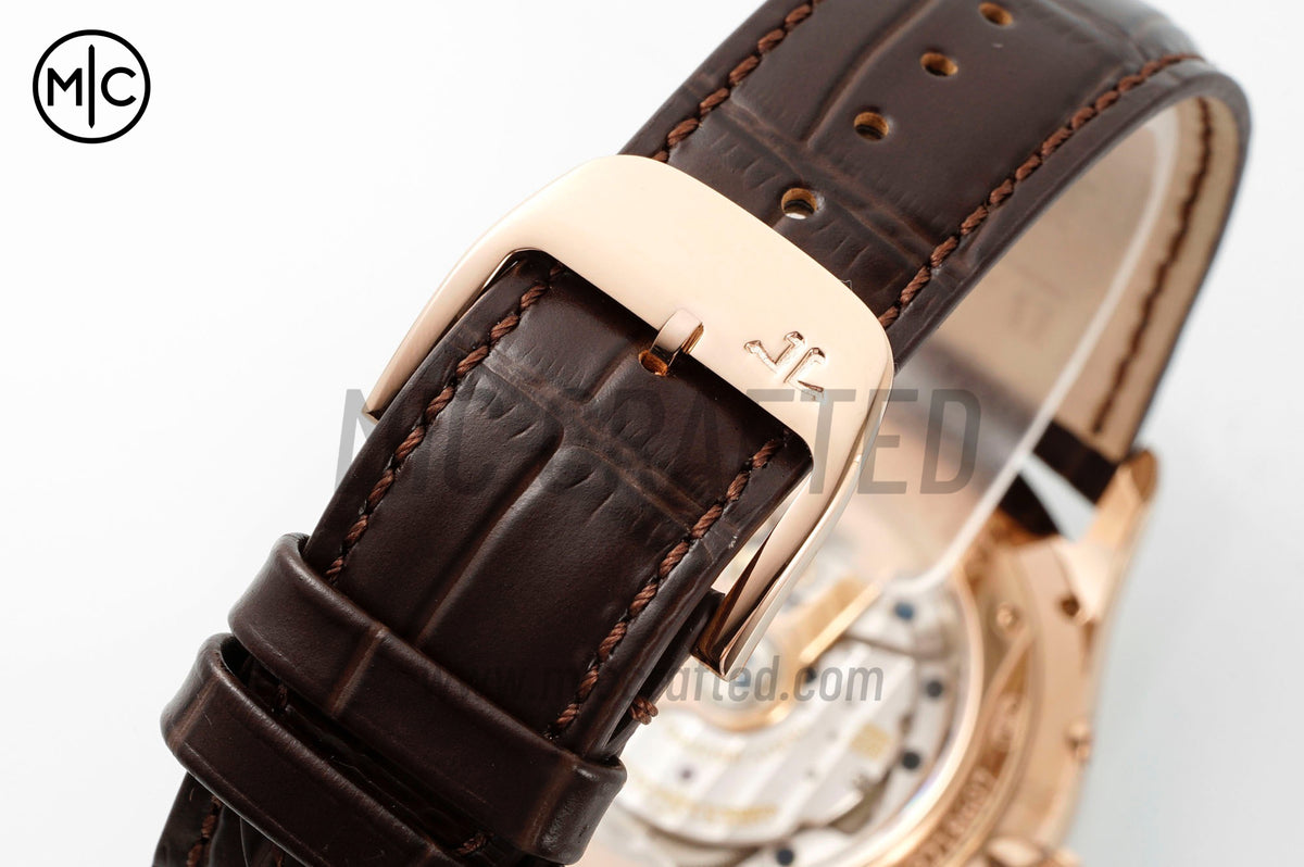 Master Ultra Thin Moon RG White Dial on Brown Leather Strap – Premium Edition
