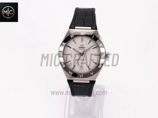 Constellation 41mm Black Ceramic Grey Dial on Leather Clad Rubber Strap – Premium Edition