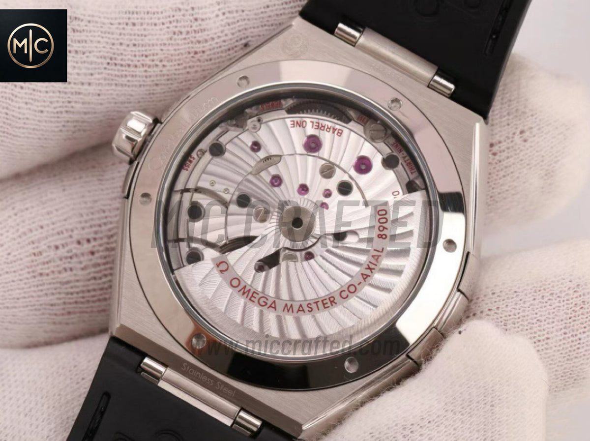 Constellation 41mm Black Ceramic Grey Dial on Leather Clad Rubber Strap – Premium Edition