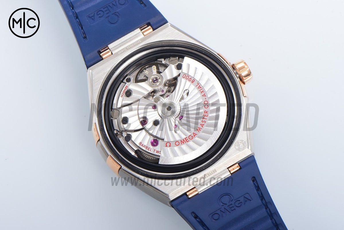 Constellation 41mm YG Blue Ceramic Blue Dial on Leather Clad Rubber Strap – Premium Edition