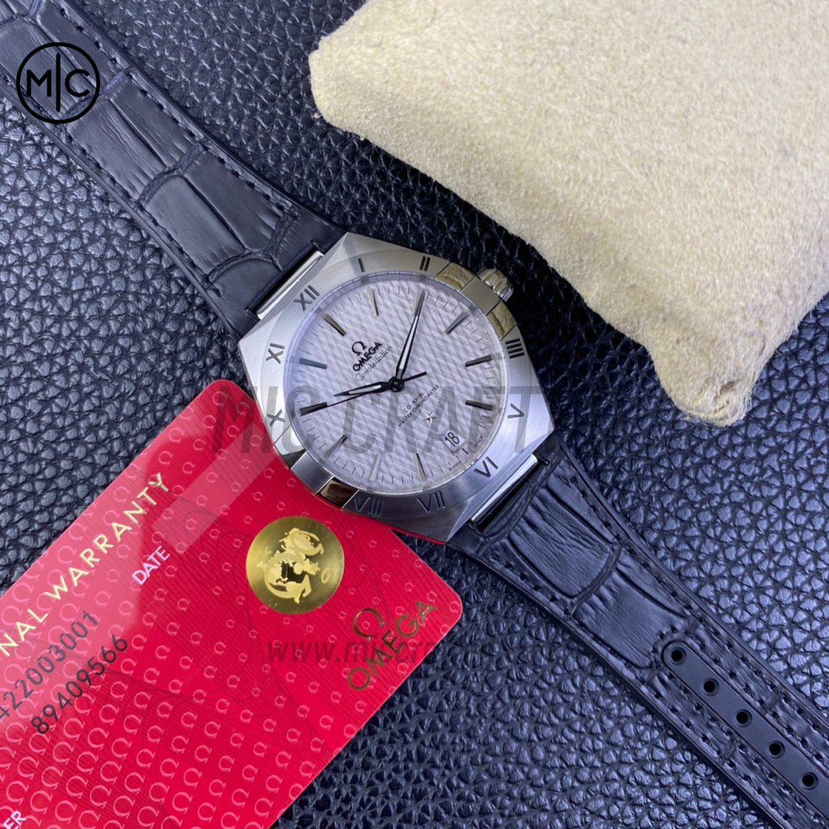 Constellation 41mm Grey Textured Dial on Leather Clad Rubber Strap – Premium Edition