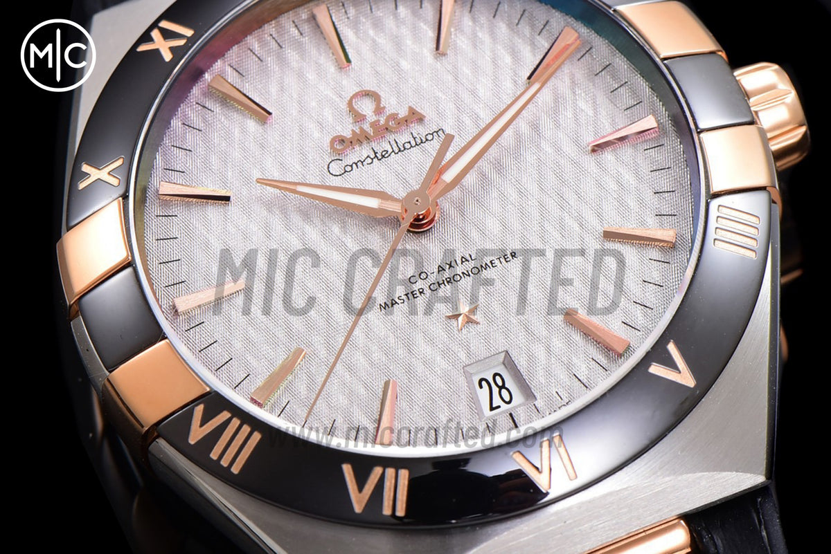 Constellation 41mm RG Silver Grey Dial on Leather Clad Rubber Strap – Premium Edition