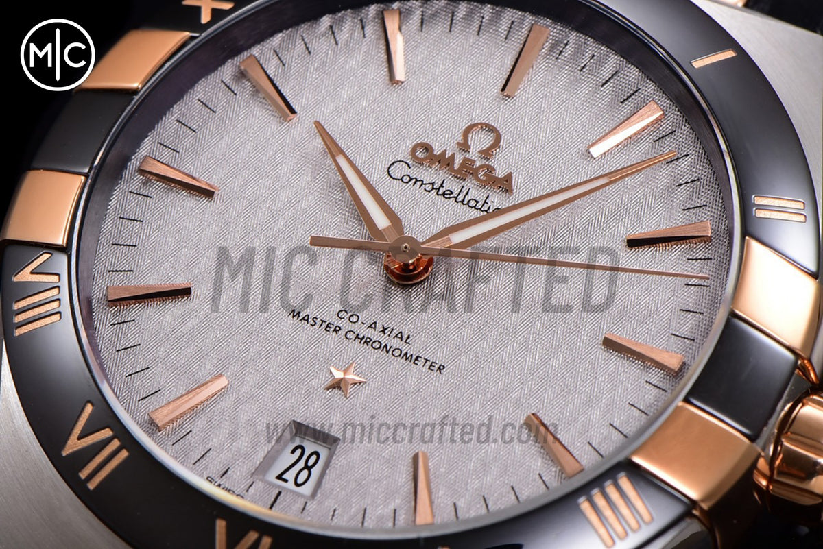 Constellation 41mm RG Silver Grey Dial on Leather Clad Rubber Strap – Premium Edition