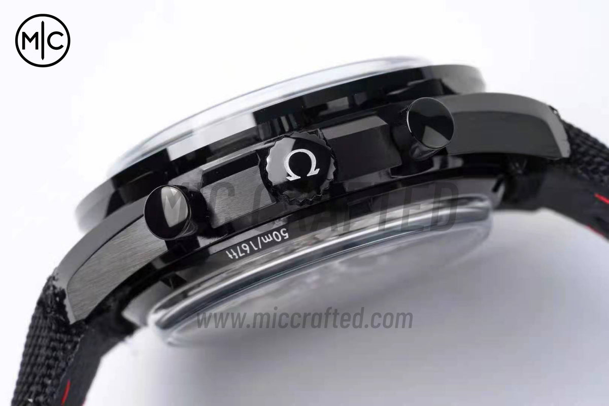 Speedmaster 44mm "Dark Side of The Moon" Real Ceramic on Black Nylon Strap – Premium Edition