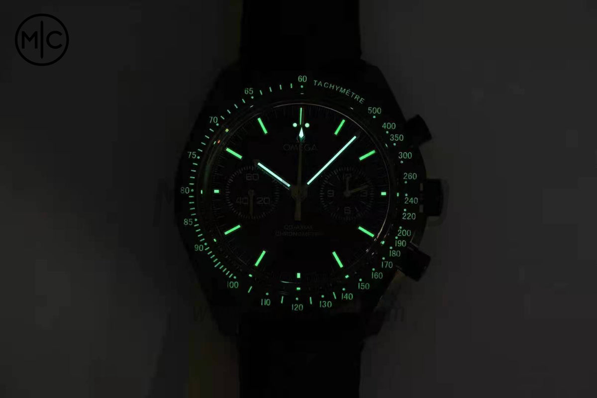 Speedmaster 44mm "Dark Side of The Moon" Real Ceramic on Black Nylon Strap – Premium Edition